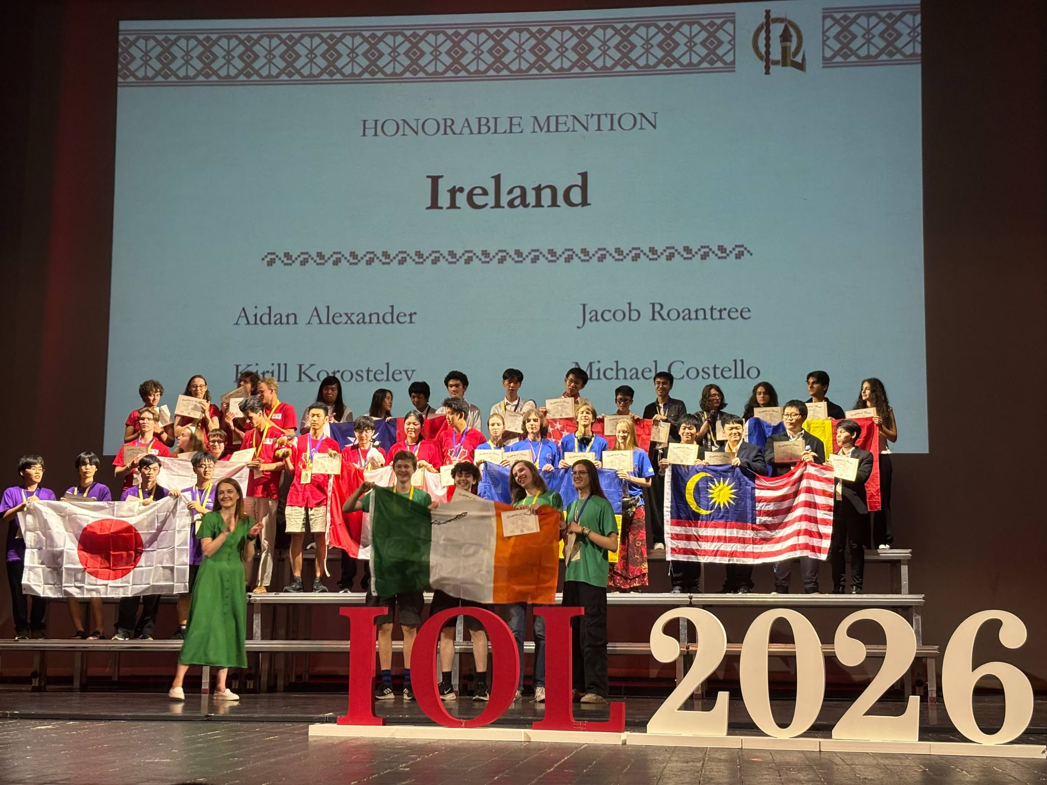 Ireland win honourable mention in the team competition for the first time at IOL 2026